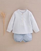 Imagen de Conjunto de bebé niño de camisa de rayas azul y short