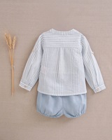 Imagen de Conjunto de bebé niño de camisa de rayas azul y short