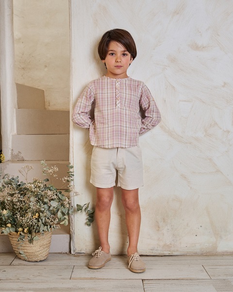 Imagen de Camisa de niño de cuadrados con cuello mao