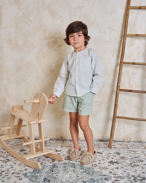 Imagen de Camisa de niño de rayas con cuello mao