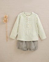 Imagen de Conjunto de bebé niño de camisa de cuadros verde y short