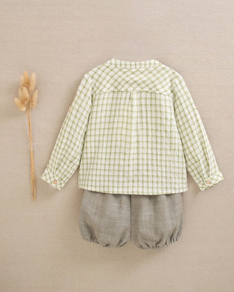 Imagen de Conjunto de bebé niño de camisa de cuadros verde y short