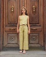 Imagen de Pantalón de niña estampado grietas blanco y pistacho