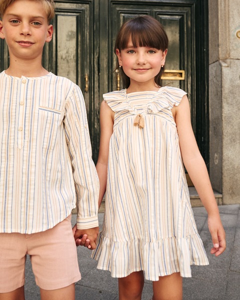 Imagen de Camisa de niño de rayas con cuello redondo