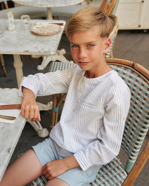 Imagen de Bermuda de niño de lino azulón
