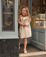 Imagen de Vestido de niña gris multiestampado con manga abullonada